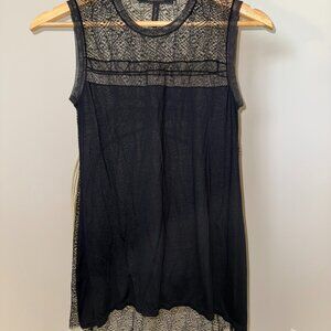 BCBGMaxazria Black Lace Back Hi-Lo Tank XXS